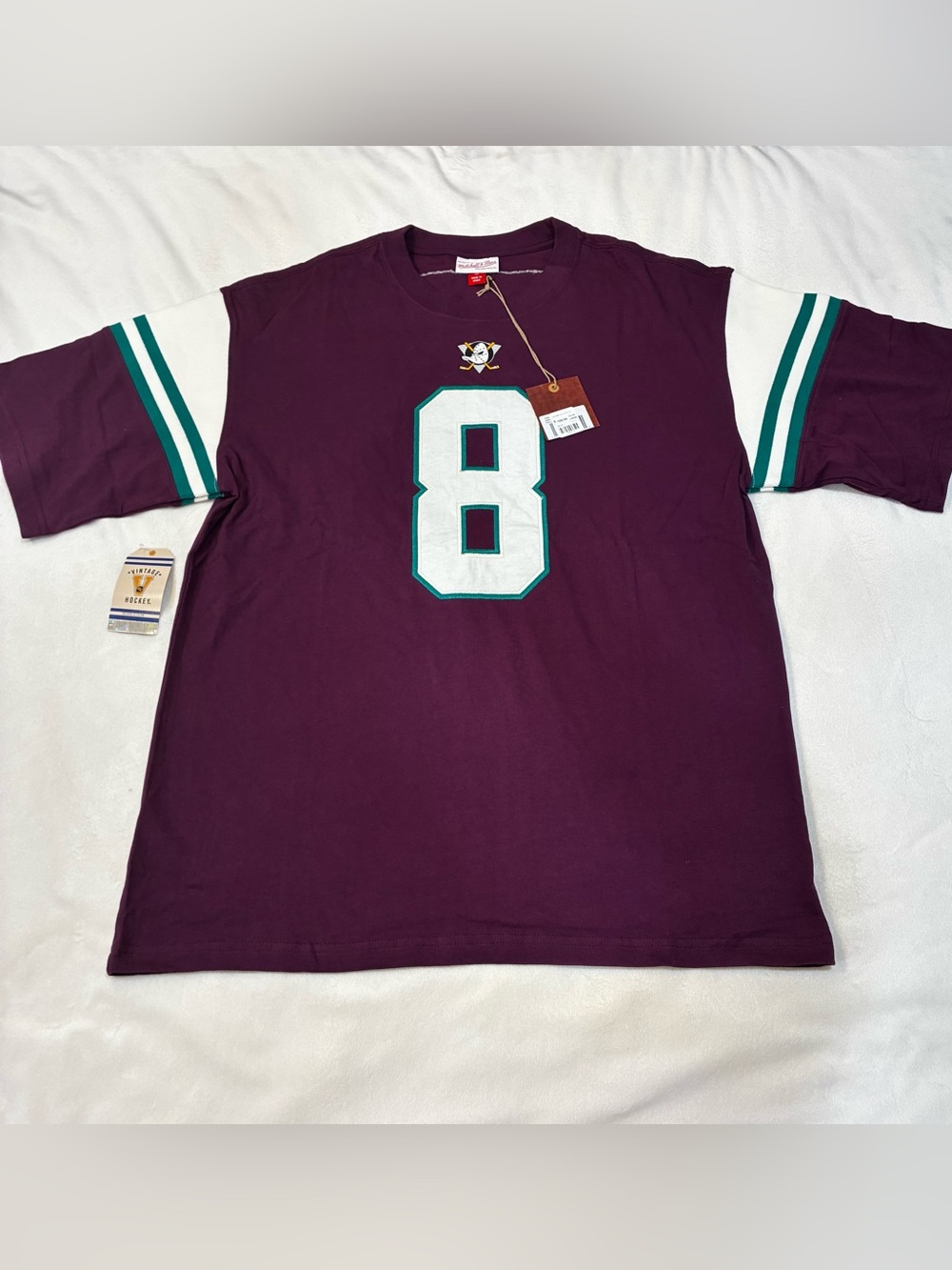 Anaheim Ducks Teemu Selanne Mitchell & Ness #8 Authentic Purple Jersey Tee Large